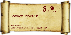 Bacher Martin névjegykártya